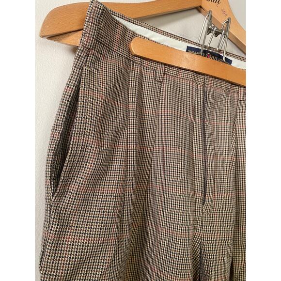 Vtg Tommy Hilfiger 29x29.5 Houndstooth 100% Cotton Hi Waist Pleated Dress Pants - Picture 1 of 6